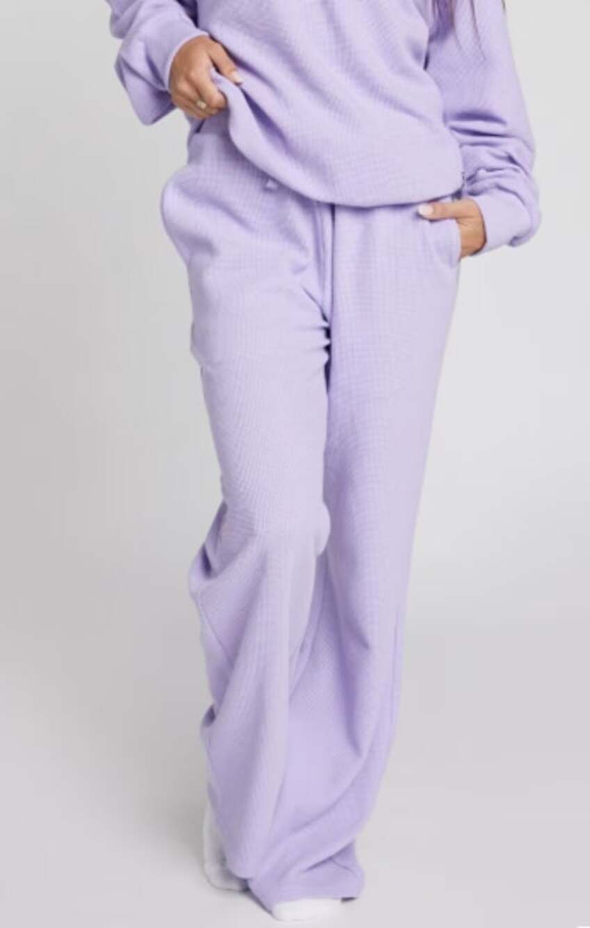Comfrt Lavender Waffle Knit Drawstring Straight Leg Lounge Sweatpants Relaxed S